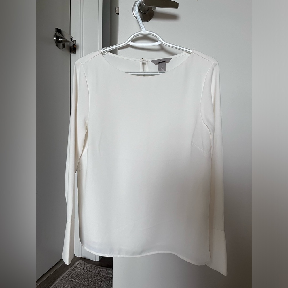 H&M White Long Sleeve Blouse